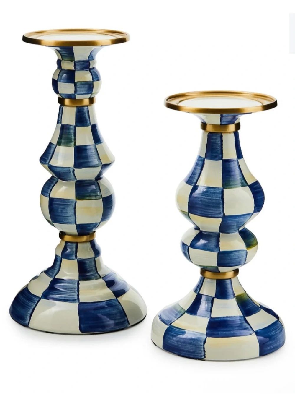 DISCONTINUED MacKenzie-Childs Royal Check Large Pillar Candlestick